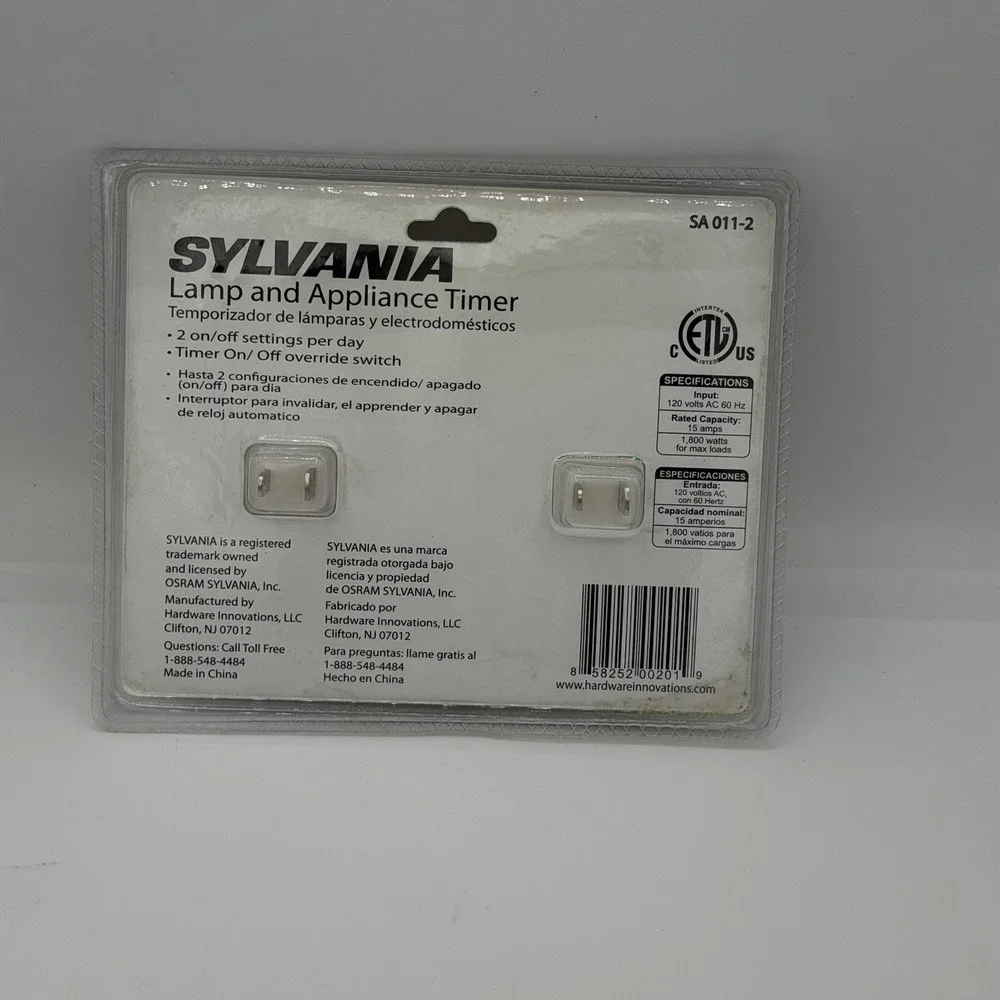 Sylvania SA011-2 Lamp & Appliance Timer 2 Pack Plug In 15A Daily On/Off Switch